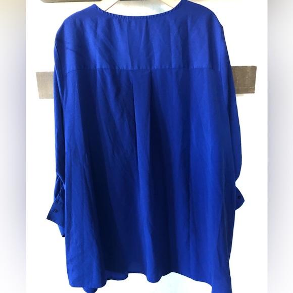 Lane Bryant|Royal blue chiffon long sleeve blouse with eyelet detail, plus size• - Picture 4 of 11